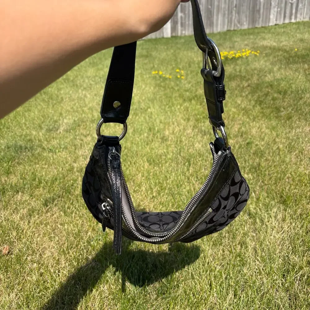 Black Coach SoHo Pleated Signature Hobo (F13740)